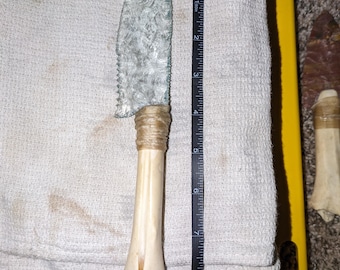 clear glass knife/dagger hand made with deer leg bone handle