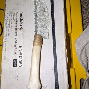 clear glass knife/dagger hand made with deer leg bone handle