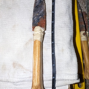 Indian Jasper knife with deer leg bone handle hand made