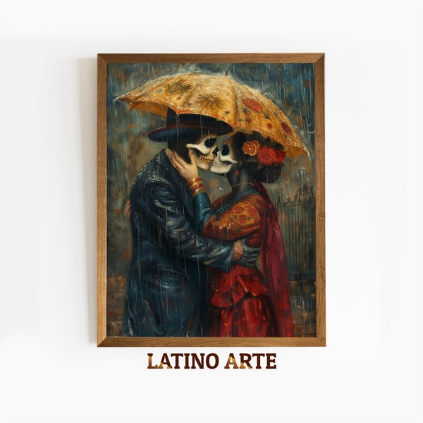 Catrina Couple Printable Dia De Los Muertos, Mexican Wall Art, Latin American Painting, Colorful Hispanic Print, Digital Download