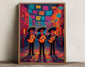 Mariachi Night Print, Printable Mexican Fiesta Wall Art, Digital Download