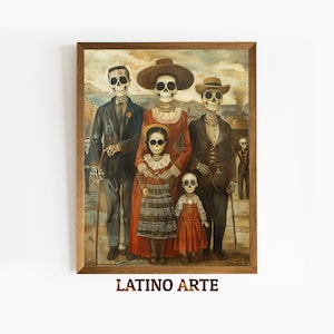 Printable Catrina Family Dia De Los Muertos, Mexican Wall Art, Latin American Painting, Colorful Hispanic Print, Digital Download