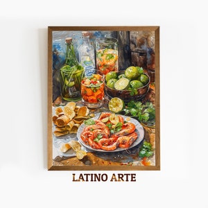 Peruvian Ceviche Bar Painting: Latin American Wall Art (Digital Download)