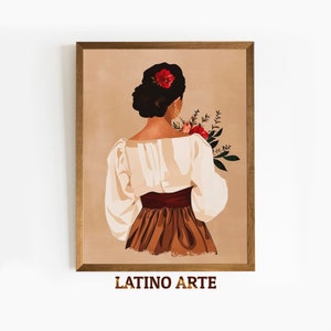 Hispanic Woman Art Print: Mexican Folk Art (Digital Download)