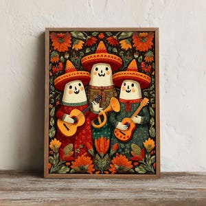 Ghost Mariachi Print, Printable Mexican Folk Wall Art, Digital Download