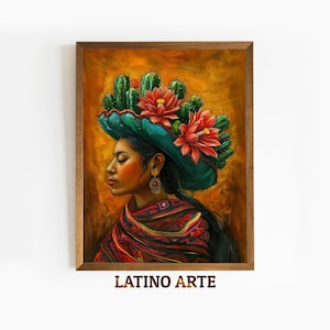 Cactus Head Woman Art Print: Mexican Folk Art (Digital Download)