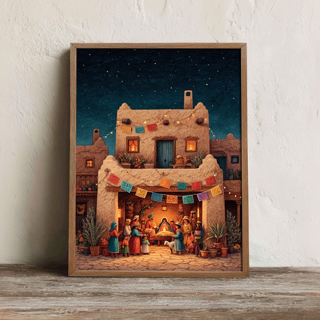Mexican Christmas Wall Art Printable, Nativity Posada Adobe Print ...