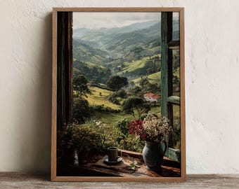 Colombian Countryside Print, Printable Coffee Valley Wall Art, Digital Download