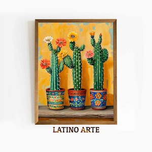 Cactus in Pots Painting: Mexican Wall Art (Digital Download)