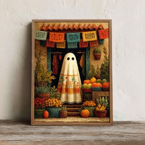Mexican Ghost Print, Printable Halloween Folk Art, Digital Download