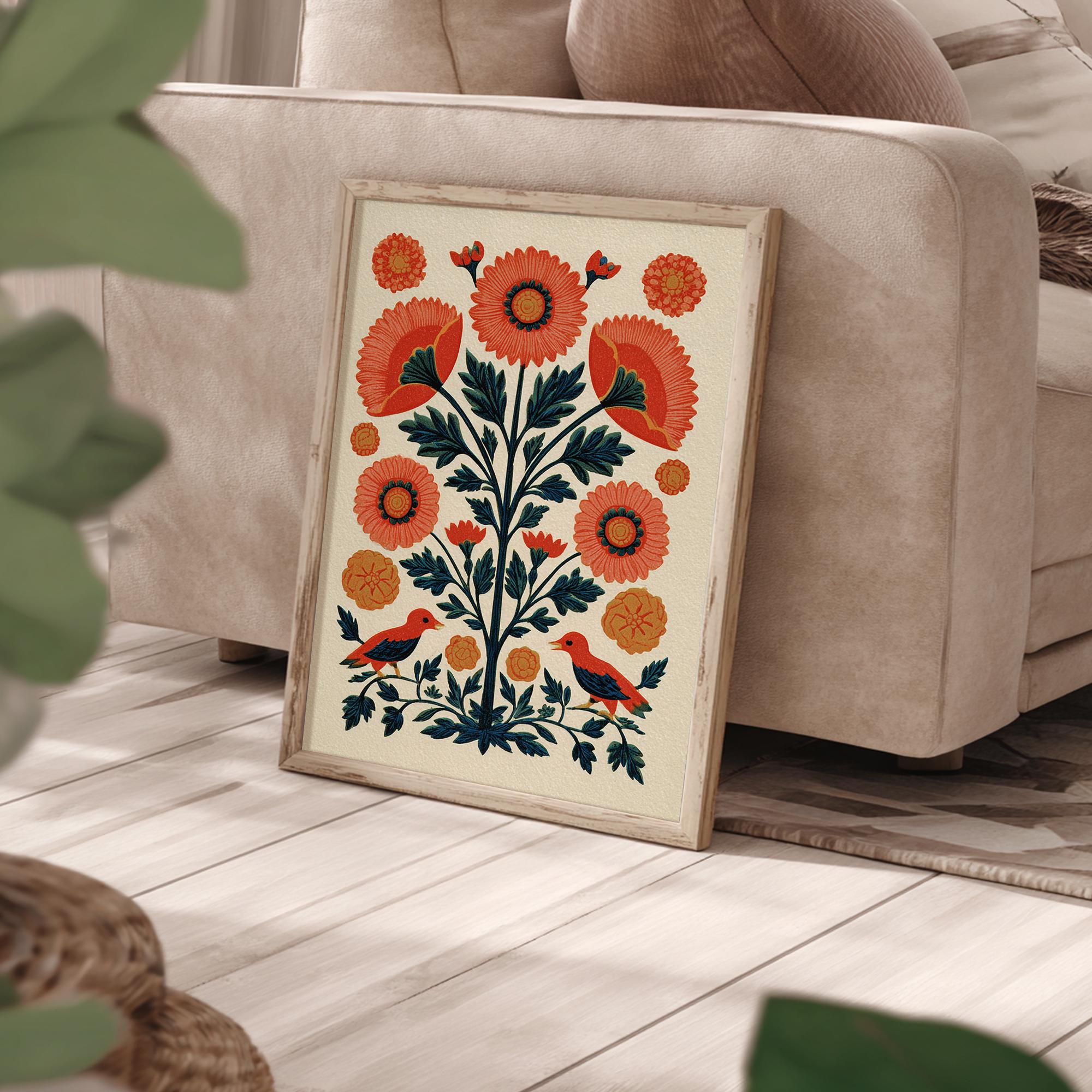 Otomi Floral Print, Printable Mexican Folk Art Wall Art, Digital ...