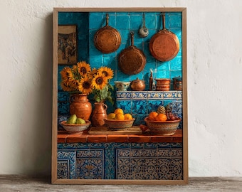 Mexican Kitchen Print, Printable Talavera Wall Art, Digital Download