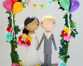 custom wedding cake topper - balloons & bunting