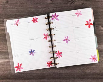 Watercolor Flower Stickers: Pink & Purple Planner Stickers
