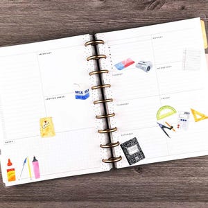 Watercolor Back to School Stickers, Planner Stickers, Decorative Planner Stickers, Journal Stickers, Bujo Stickers, Scrapbooking Stickers