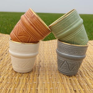 4 Handcrafted Moroccan Ceramic Tea Cups –Elegance in Every Sip 6 Cups 100% Handmade,Pottery Handmade Tumblers for Dinner Table, Coffee Cups.