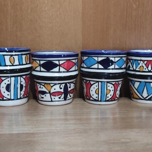 Handcrafted Moroccan Ceramic Tea Cups – Elegance in Every Sip 6 Cups 100% Handmade, Pottery Handmade Tumblers for Dinner Table, Coffee Cups .