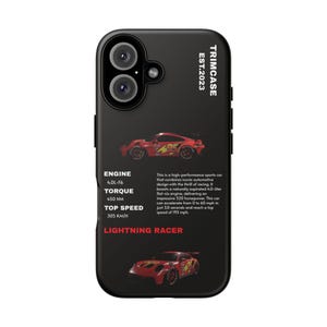 Coques résistantes, Lightning Mcqueen Racing Car pour iPhone, Housse de protection pour téléphone, Cadeau pour les amateurs de voitures, Cadeau pour les amateurs de voitures de course, Lightning