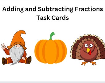 Adding and Subtracting Like Fractions Task Cards and More! - Etsy