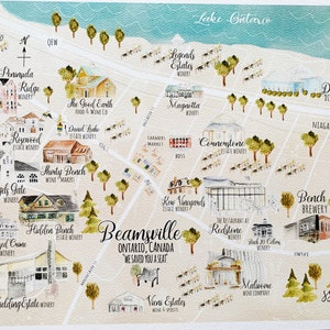 Beamsville Ontario Niagara Illustration Map Wall Art-Wall Decor-Wineries-Winery Tour Map-Town Of Lincoln image 5
