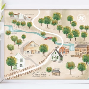Carte illustrée de Balls Falls Ontario Canada, carte illustrée, carte du patrimoine touristique, carte des parcs de l'Ontario, carte des mariages,