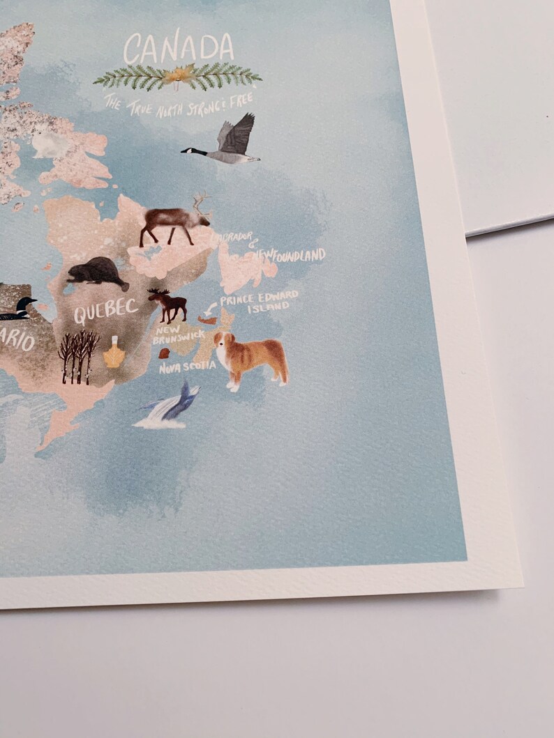 Canadian Art Map Illustration Wall Art Canada Map Gift for Etsy Canada