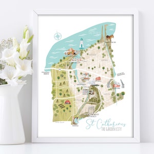 Mapa de St Catharines Ontario Canadá, Regalo para él, Arte de la pared, regalo para mamá, Mapa de St Catharines Niagara, Arte del mapa, Port Dalhousie, Canal Welland imagen 1