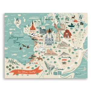Carte de la campagne des chalets des Midland, Penetangueshene, Barrie, Orillia, Tiny Township, illustration