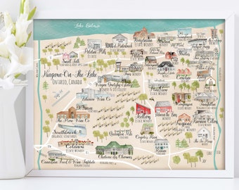 Niagara-On-The-Lake Map Wineries-Visit Niagara Wine Country-Canadian Vineyard-Wines of Canada, NOTL map, Vineyard Wall Art