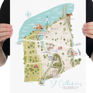 Mapa de St Catharines Ontario Canadá, Regalo para él, Arte de la pared, regalo para mamá, Mapa de St Catharines Niagara, Arte del mapa, Port Dalhousie, Canal Welland imagen 5