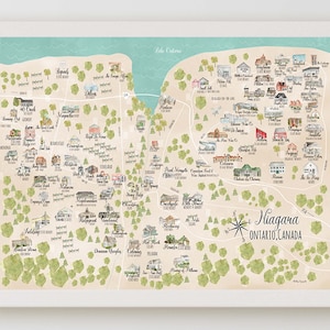 Weinliebhaber Geschenk, Niagara Weintraube und Weinstraße Karte, Geschenk für Weinliebhaber, Weinverkostung, Karte der Weintour Niagara, einzigartiges Wein geschenk, Wandkunst Bild 1