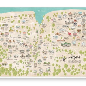 Cadeau pour les amateurs de vin, carte de la route des raisins et des vins du Niagara, cadeau pour amateur de vin, dégustation de vin, carte de la tournée des vignobles du Niagara, cadeau vin unique, art mural