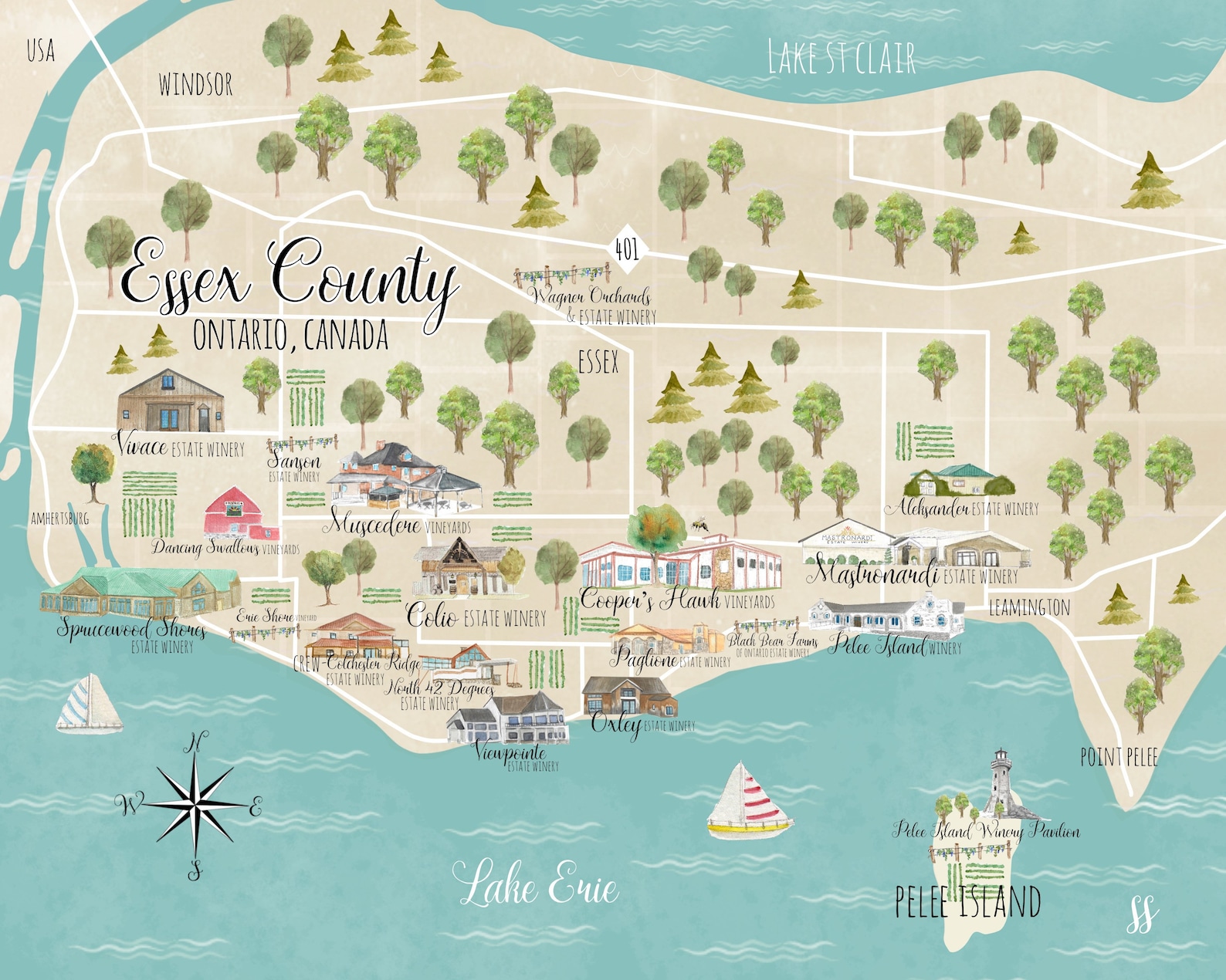 Windsor Essex County Weinkarte Weinkunst Geschenk für Etsy.de