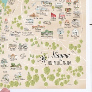 Weinliebhaber Geschenk, Niagara Weintraube und Weinstraße Karte, Geschenk für Weinliebhaber, Weinverkostung, Karte der Weintour Niagara, einzigartiges Wein geschenk, Wandkunst Bild 6
