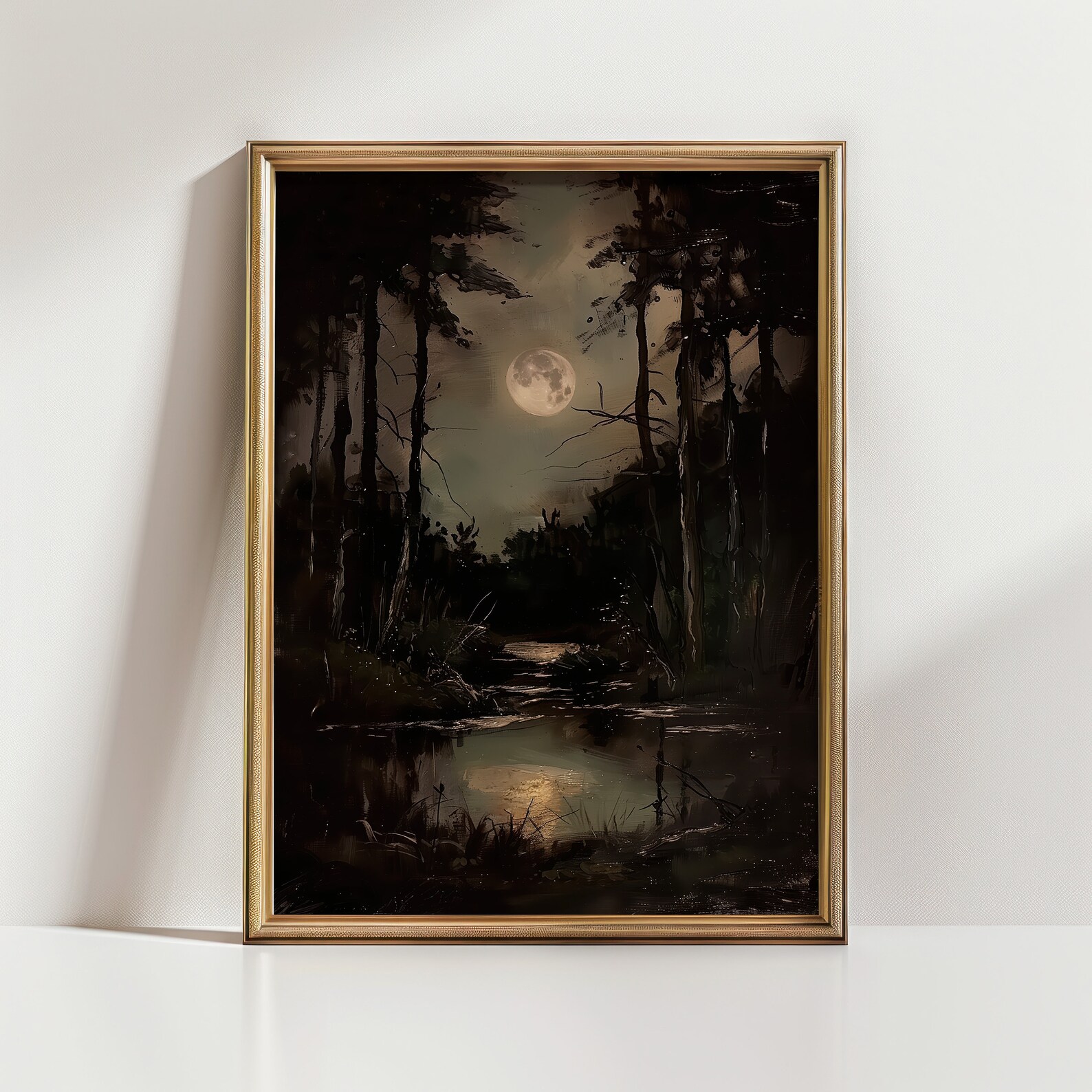 Dark Forest Oil Painting, Halloween, Moody and Got…