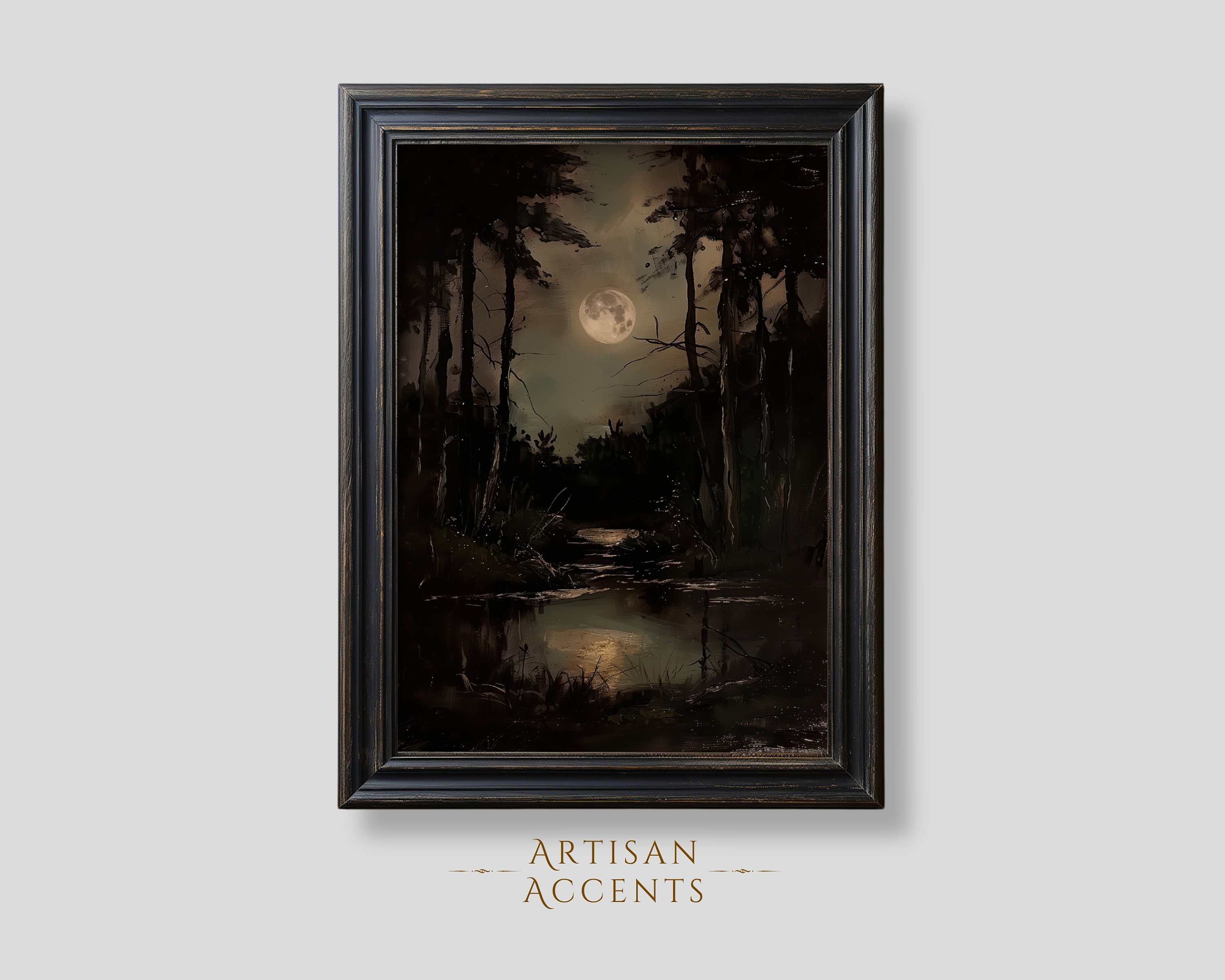 Dark Forest Oil Painting, Halloween, Moody and Gothic …