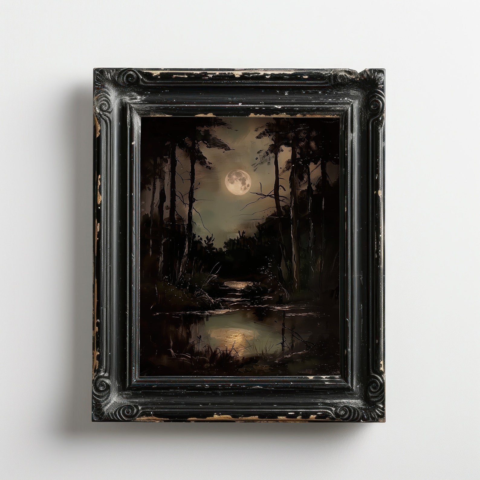 Dark Forest Oil Painting, Halloween, Moody and Gothic Landscape ...