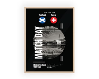 UEFA EURO 2024 - MATCHDAY Ecosse - Suisse - Affiche avec cadre en bois - Affiche, Affiche de football, Cadeau, Affiche de sport, Journée de match