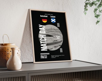 UEFA EURO 2024 - MATCHDAY Allemagne - Ecosse - Affiche avec cadre en bois - Affiche, Affiche de football, Cadeau, Affiche de sport, Journée de match