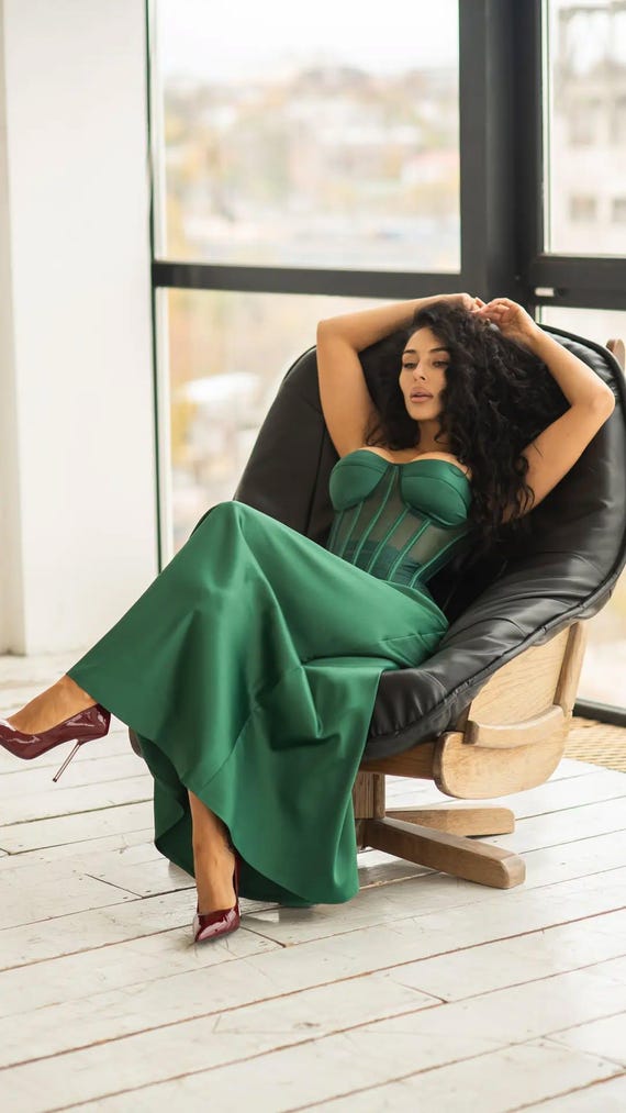 coat for green dress Ronja Emerald Corset Gown