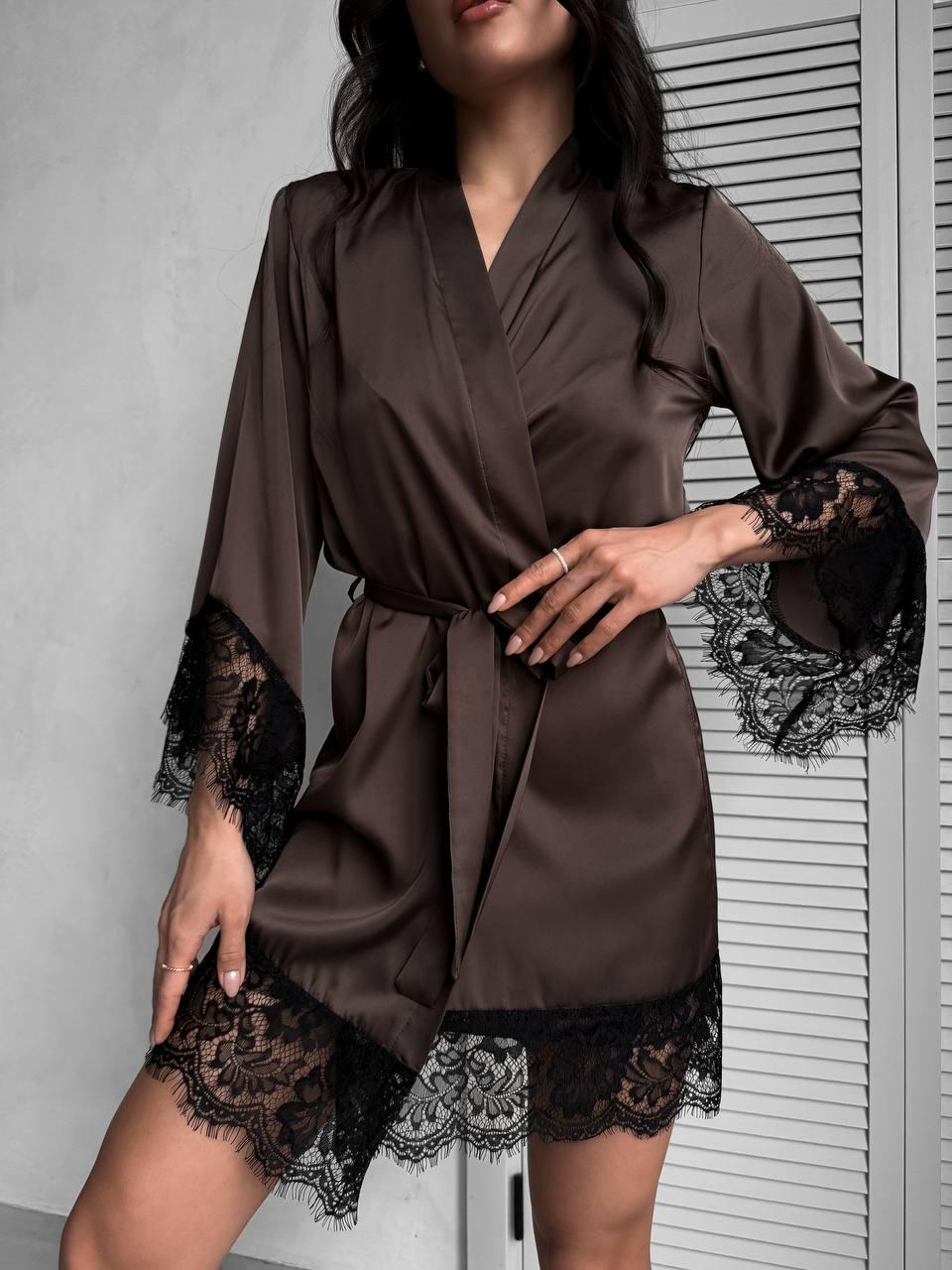 Luxurious Chocolate Silk Robe and Pajama Set - Bridal Party Loungewear ...
