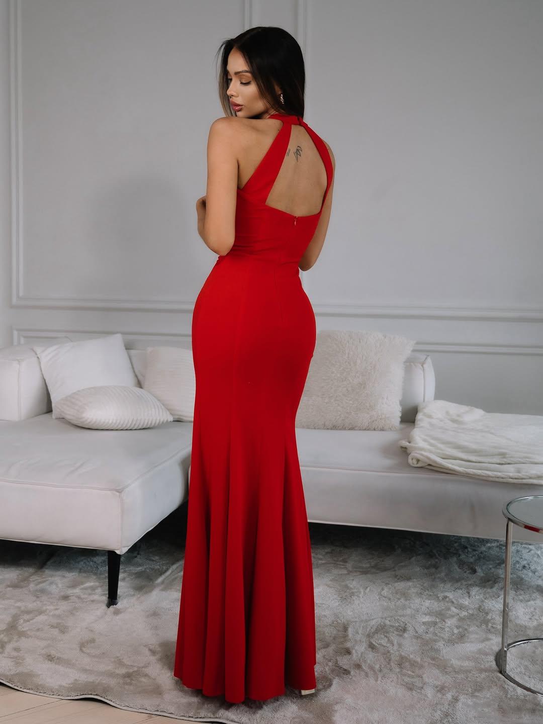 Long Red Dress with Hight Slit - Slit Evening Gown - Wedding Guest or Bridesmaid Maxi Dress Long Red Dress with Hight Slit - Slit Evening Gown - Wedding Guest or Bridesmaid Maxi Dress