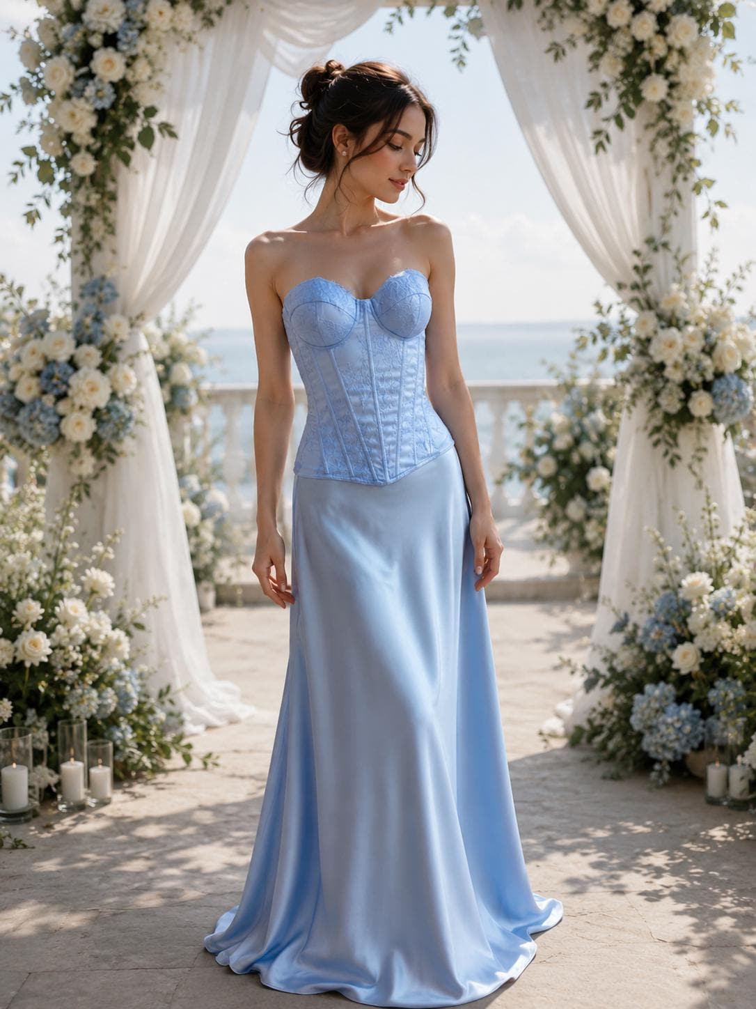light blue boutique dress Straps Light Blue Mermaid Prom Dress Beaded Formal Dress PG695 US8 / Blue main image 0