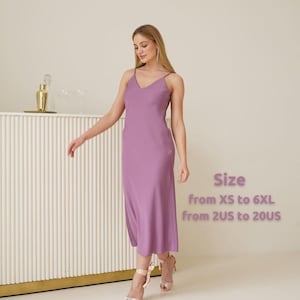 Lavender Silk Slip Dress - Midi Slip Dress - Wedding Guest Dress - Plus Size Dress - Sheath Dress for Bridesmaids