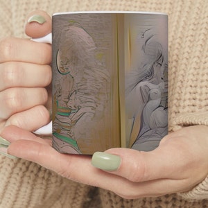 AI ART Custom Made Ceramic Mug, (11oz, 15oz) - Your Comfort in Art - Customize Your Own Art Mug with our AI Art Pieces