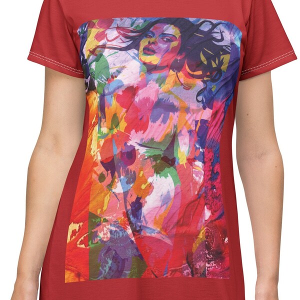 Turn Heads with Unique Style: All-Over-Print T-Shirt Dress, Custom Crafted for You!