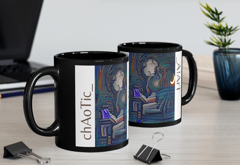 Taza personalizada AI Art / Personalice eligiendo cualquiera de nuestras magníficas piezas AI Art Taza negra Inner Peace 11 oz, 15 oz imagen 1