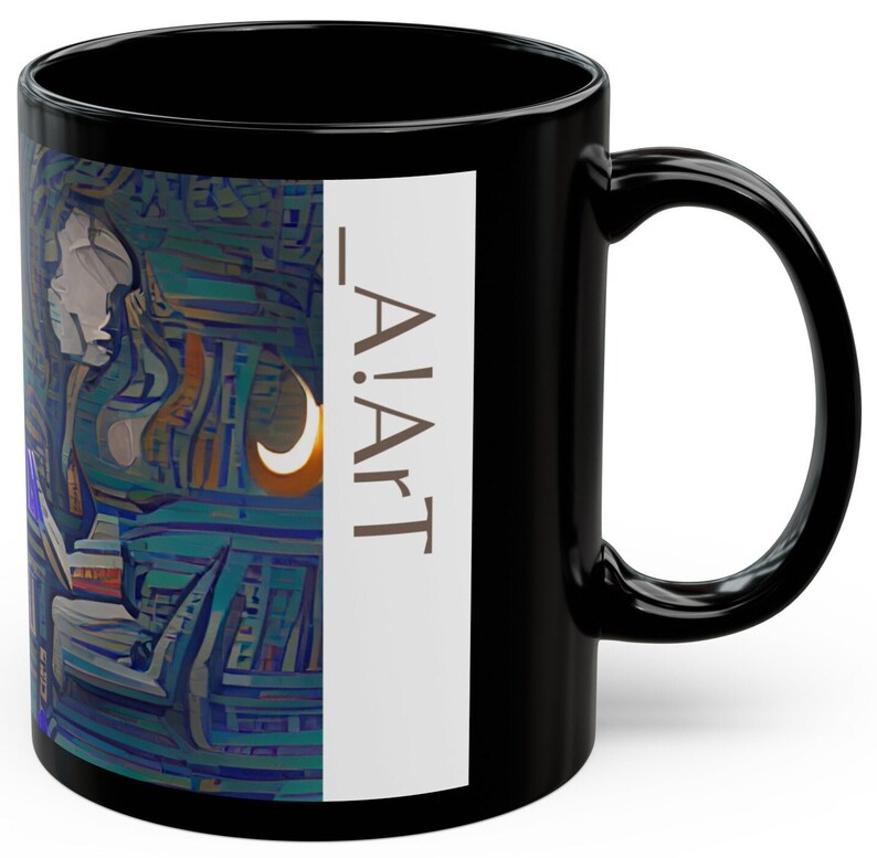 Taza personalizada AI Art / Personalice eligiendo cualquiera de nuestras magníficas piezas AI Art Taza negra Inner Peace 11 oz, 15 oz imagen 4