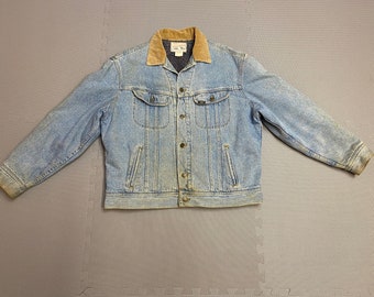 Vintage early 1980s Lee Storm Rider denim Jacket with full blanket liner and corduroy collar