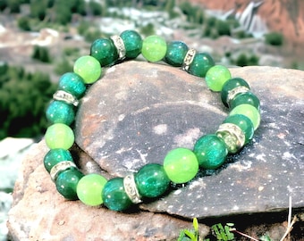 Emerald Shine - Natürliches Grünes Perlenarmband